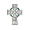 thumbnail image 1 of 4.75 in. Silver Celtic Cross with Green Epoxy, 1 of 1