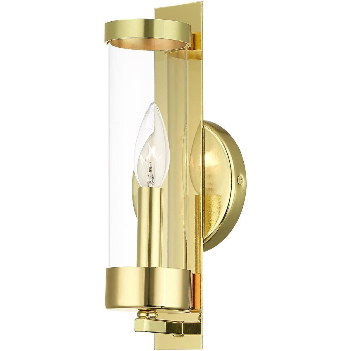 Modern Elegance 1-Light Polished Brass Sconce with Clear Glass