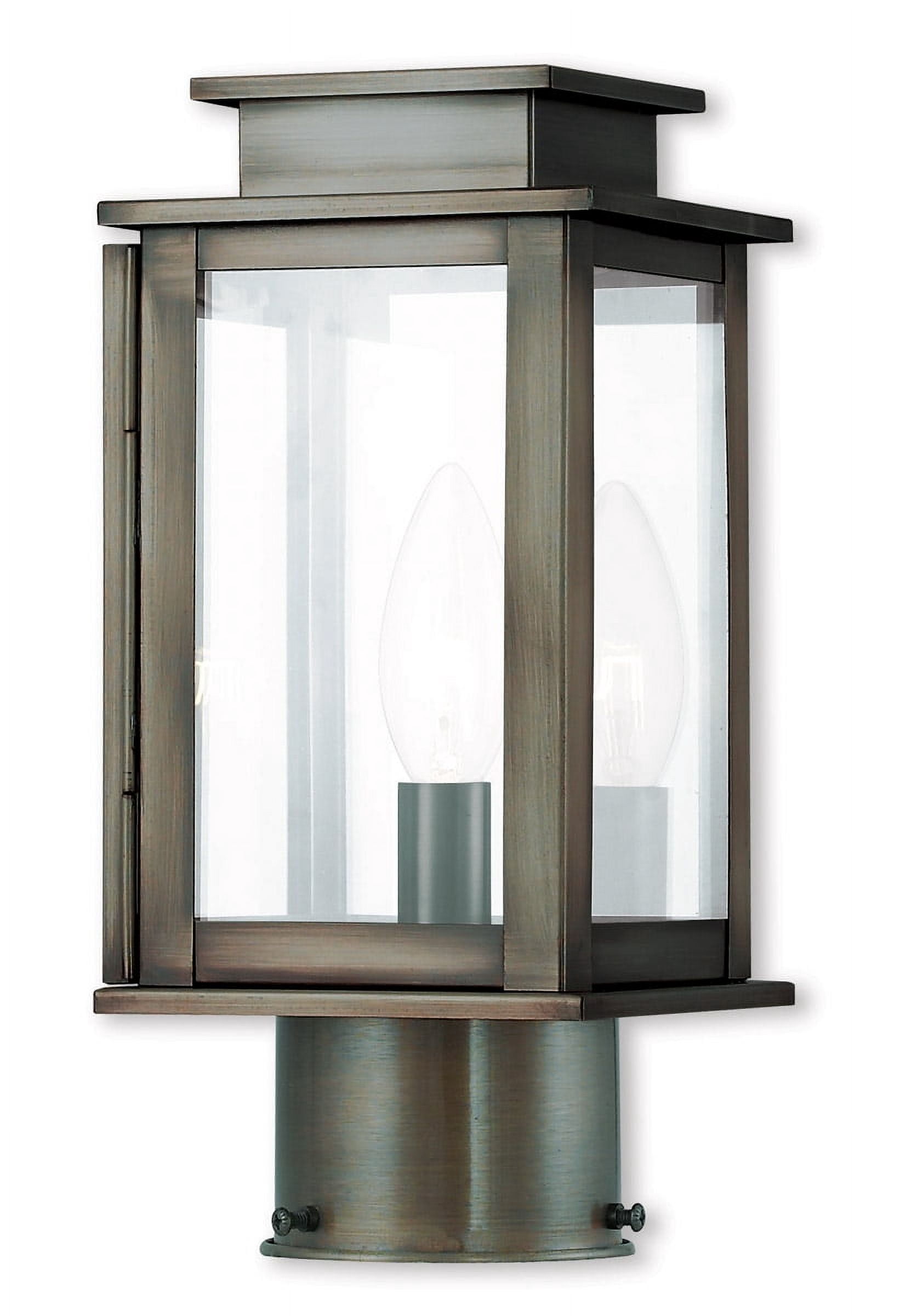 4.75 inch 1 Light VPW Outdoor Post Lantern with Clear Glass Shade backed with Hand Crafted Solid Brass material for patio, front porch, entryway and more