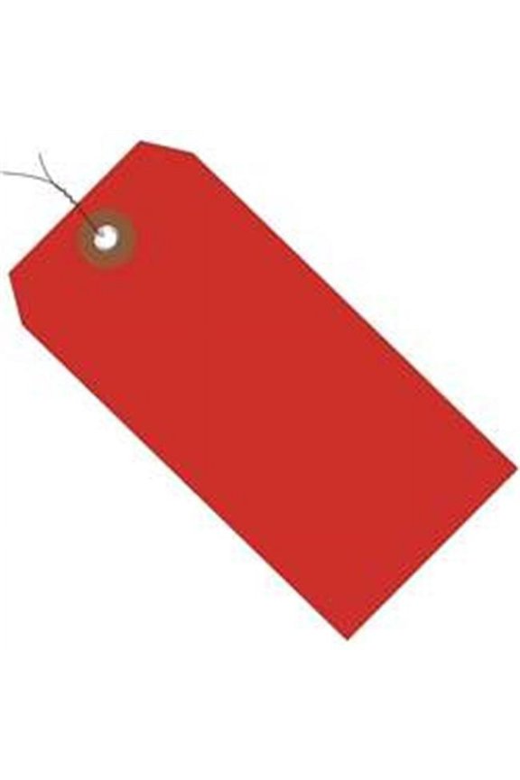 4.75 x 2.38 in. Red Plastic Shipping Tags - Pre-Wired - Pack of 100