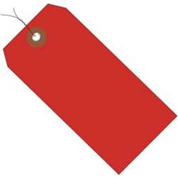 4.75 x 2.38 in. Red Plastic Shipping Tags - Pre-Wired - Pack of 100