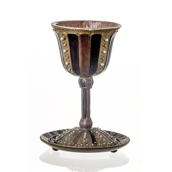 4.75 x 3.75 in. Sienna Br & Gold Enameled Kiddush Cup
