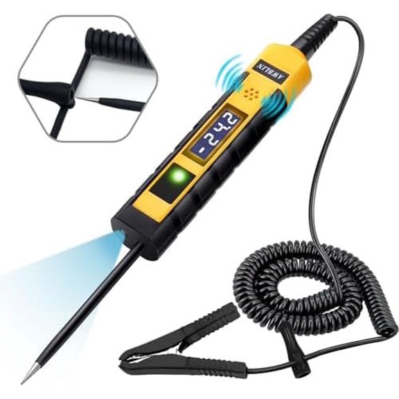 4-75V DC Automotive Test Light, LCD Digital Light Tester with Voltmeter, Heavy Duty Circuit Tester with Polarity Indicate and Illuminating Lights, Fuse Tester Auto Electrical Tool