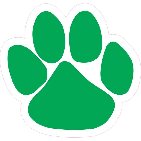 4.75in x 5in Green Paw Print Bumper Sticker Vinyl Car Window Mascot Decal