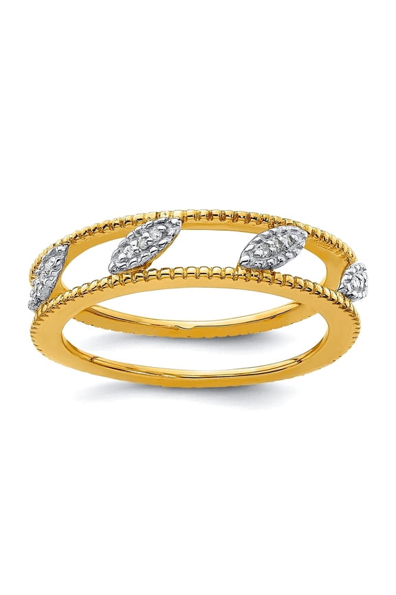 4.75mm 925 Sterling Silver Polished Prong set Stackable Ruthenium Plated Diamond Jacket Ring Size 6 Stackable Ring for W