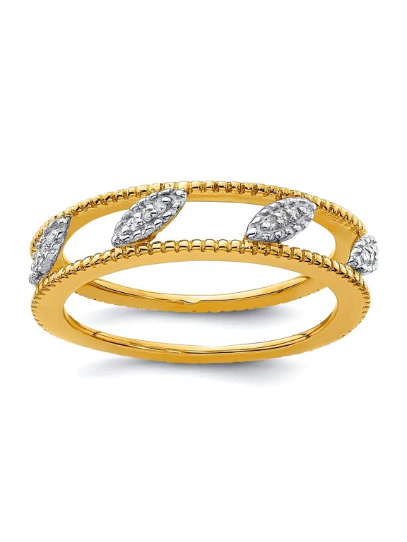 4.75mm 925 Sterling Silver Polished Prong set Stackable Ruthenium Plated Diamond Jacket Ring Size 6 Stackable Ring for W