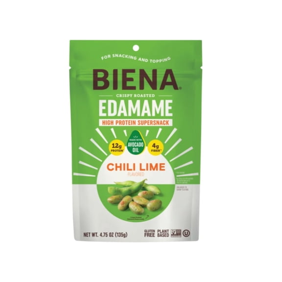 BIENA Crispy Roasted Edamame Chili Lime High Protein Snack 4.75 Oz