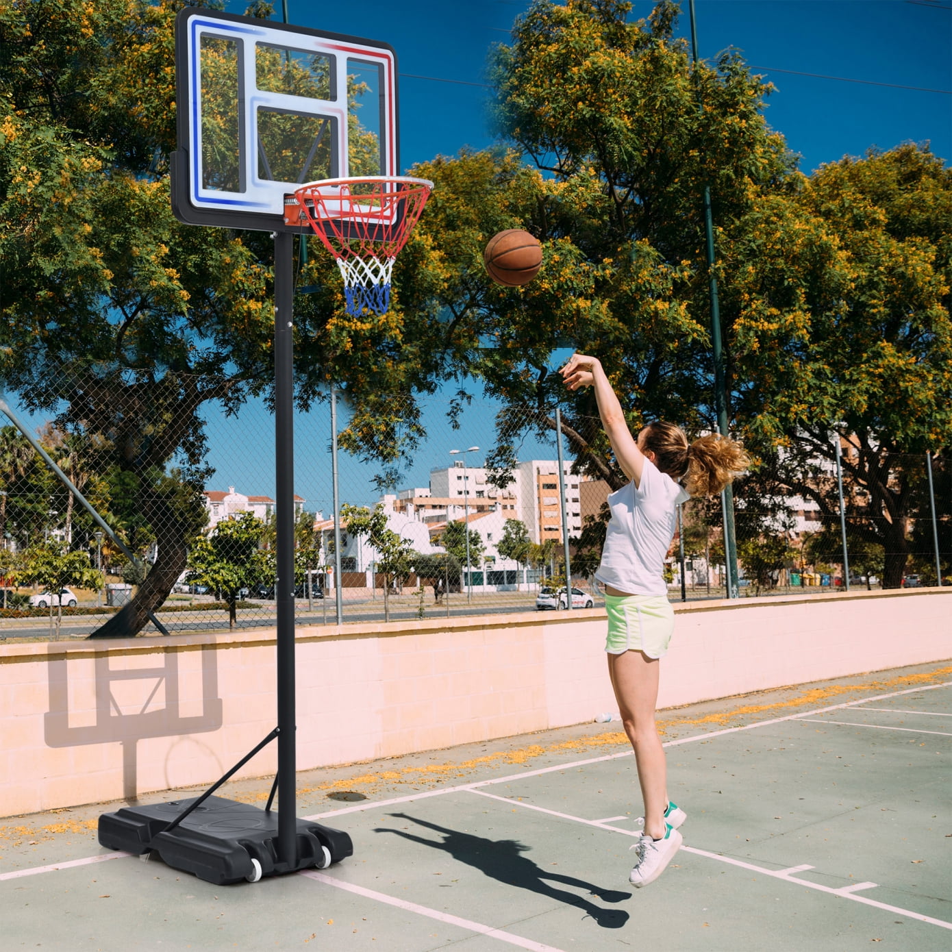 4.7610ft Adjustable Basketball Hoop Outdoor with 43" Backboard