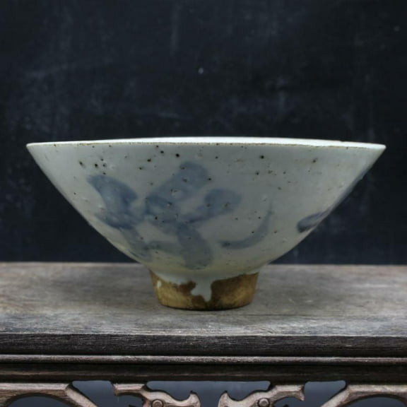 4.76 inch Chinese Ming Antique Blue White Porcelain Cap Shape Bowl  Decoration -