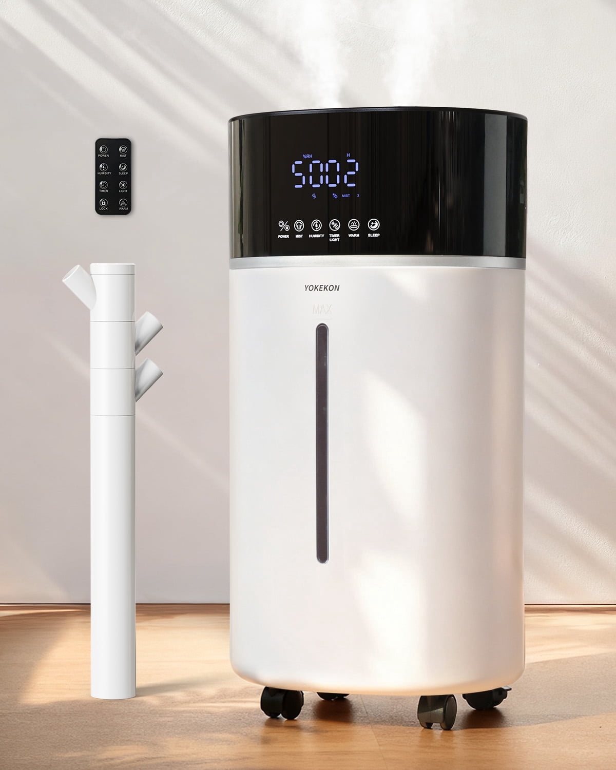 YOKEKON 4.76Gal/18L Cool & Warm Mist Humidifier for Large Room 2500 sq ft, Whole House Humidifier with Diffuser & Extended Tube, Quiet Air Humidifier for Bedroom
