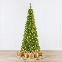 4-7FT Pencil Christmas Tree with 100LED Lights Xmas Artificial Party Home Decor