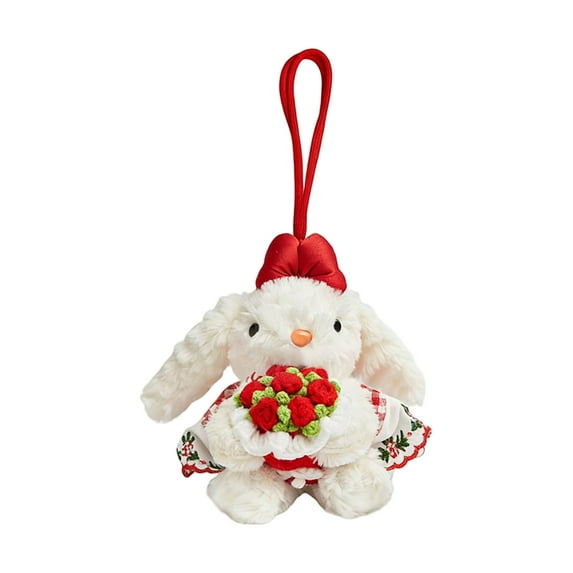4.7in Cute Lop-Eared Rabbit Bag Charm, Soft Plush Bunny Keychain, Small Stuffed Animal Backpack Accessory, Miniature Rabbit Figurine, Fluffy Bunny Keyring, Decorative Handbag Ornament