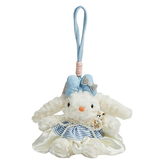 4.7in Cute Lop-Eared Rabbit Bag Charm, Soft Plush Bunny Keychain, Small Stuffed Animal Backpack Accessory, Miniature Rabbit Figurine, Fluffy Bunny Keyring, Decorative Handbag Ornament