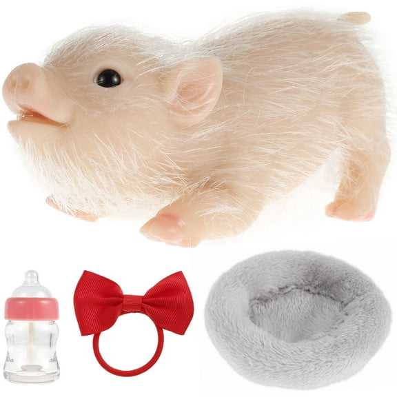 4.7in Full Silicone Piglet BPA-Free Soft Silicone Pig Doll Cute Lifelike Reborn Baby Piglet Interesting Pig Toy Baby Gift for Home Decoration Photography Playing