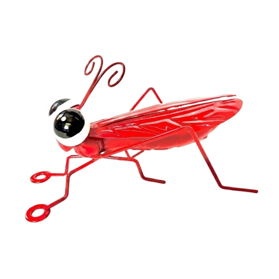 4.7in Locust Metal Sculpture for Office Desktop, Exquisite Grasshopper Insect Figurine, Minimalist Home Decoration Craft, Red