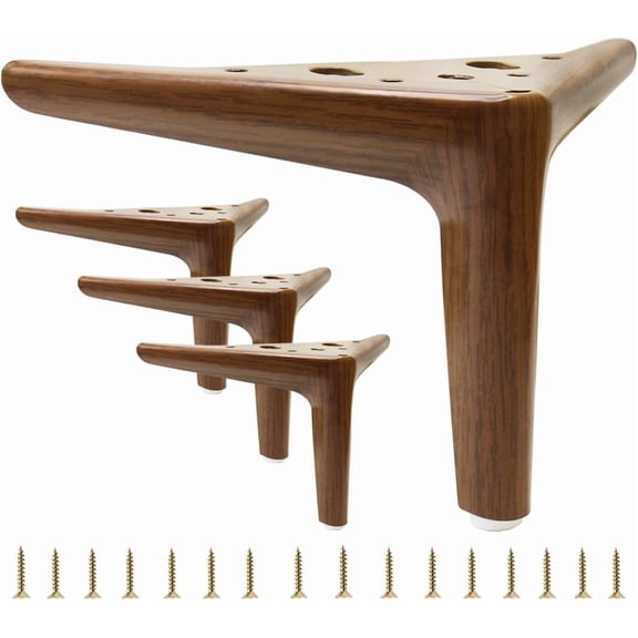 4.7inch Furniture Legs, Metal Sofa Legs for Furniture Set of 4, Sofa Legs Replacement Heavy Duty, Mid Century Triangle Dresser Legs for Cabinet Ottoman Nightstand (2.8mm Thickness) Dark Brown