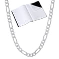 thumbnail image 1 of 4.7mm .925 Sterling Silver Diamond-Cut Flat Figaro Choker Chain Necklace, 20 inches + Gift Box, 1 of 7