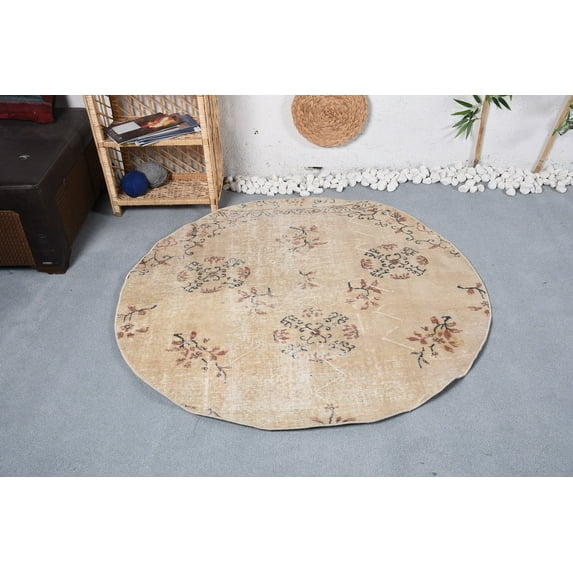 4.7x4.7 ft Accent Rug, Bedroom Rugs, Turkish Rugs, Vintage Rug, Moroccan Rug