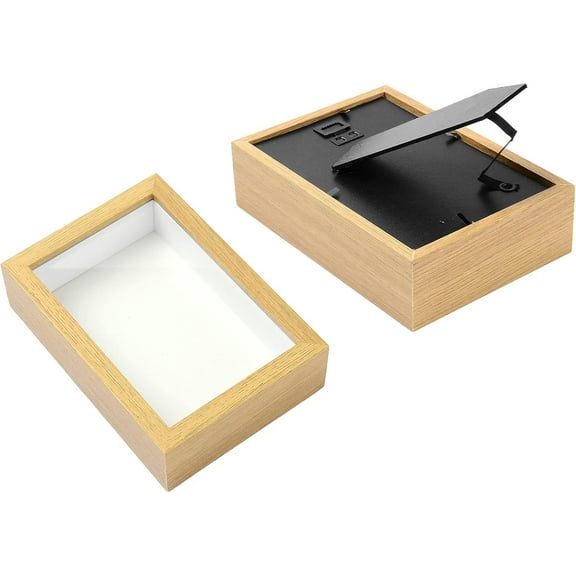 4.7x6.7 Inch Shadow Box Display Case Wood Box Frame Picture Hang for Farmhouse Collectible Memorabilia Pins Awards Medals Tickets and Tabletop Displaying for diy