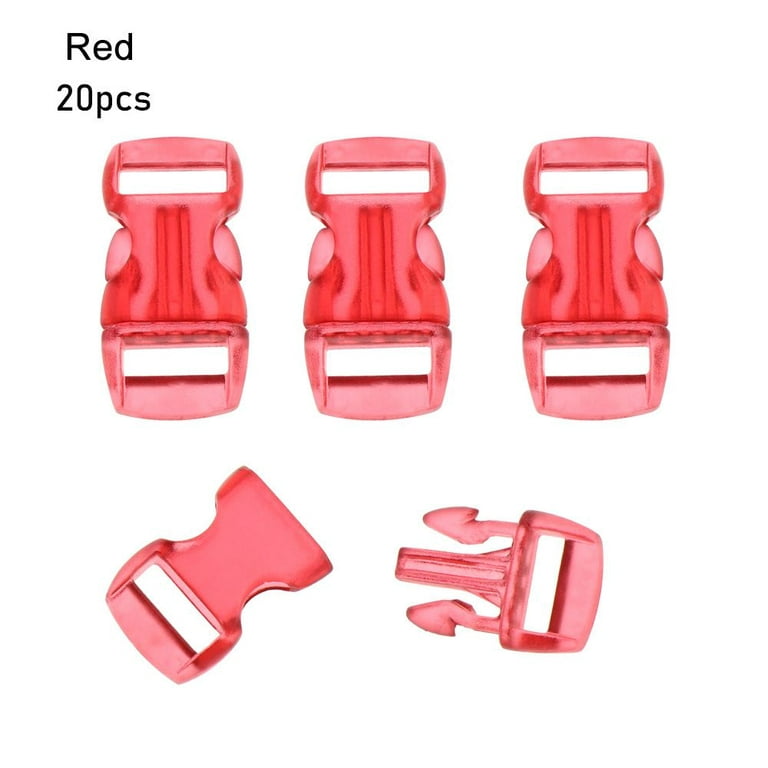 4/8/12/20pcs Transparent Paracord Bracelet Accessories 3/8 10mm Curved  Camp Bag Parts Side Release Buckle Webbing Outdoor Tool Dog Collar Strap  RED 20PCS 