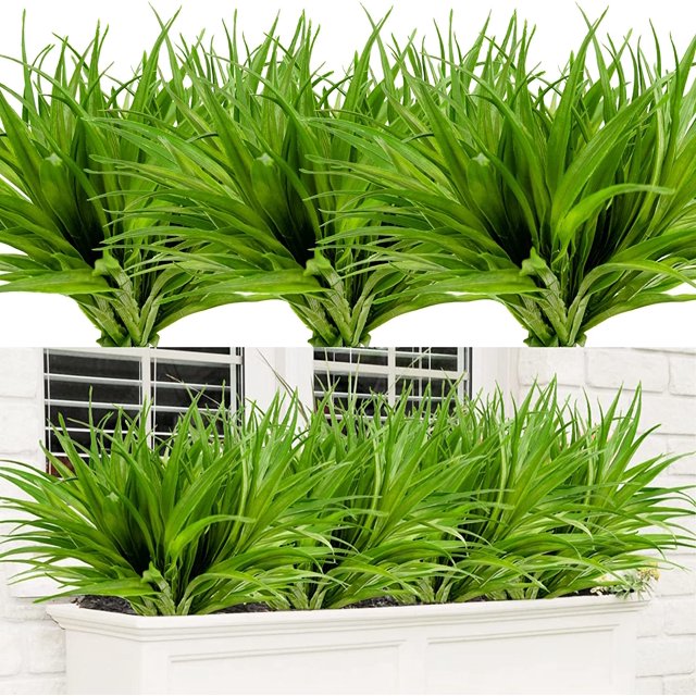 4/8/12pcs Artificial Grass Shrubs Plant Outdoor Fake Plastic Plants UV