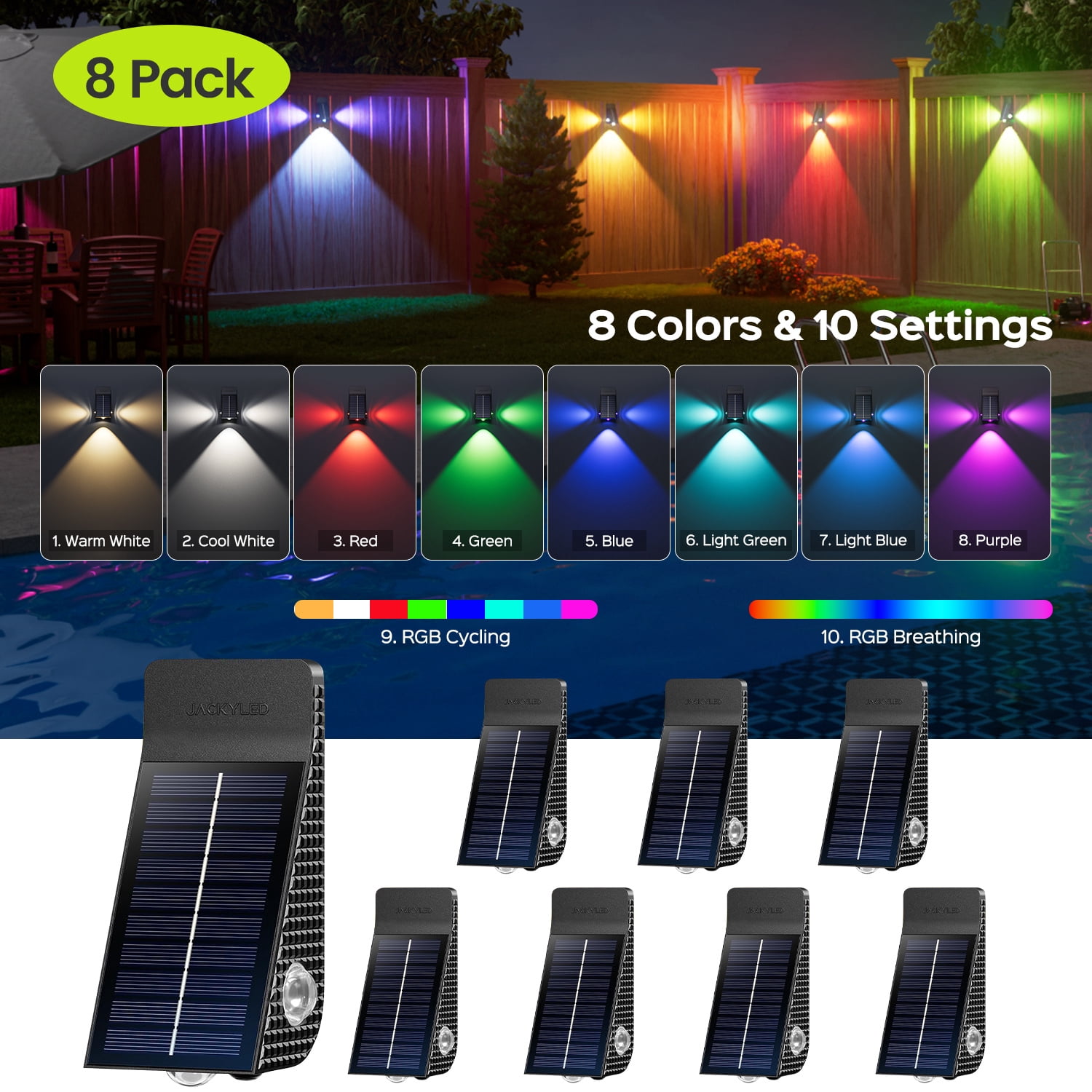 4/8/12pcs Solar Wall Lights, Novelty Patio Fence Lights, 3-Side ...