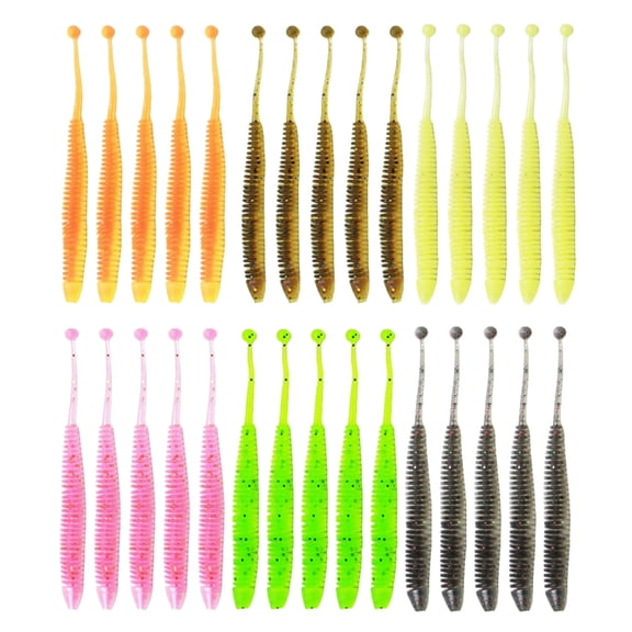 4.8/6/8cm Sandworm Baits 30Pcs Fishing Lures Fishing Tackle for Trout Fishing Swimbaits Soft Lures Paddle Tail Baits