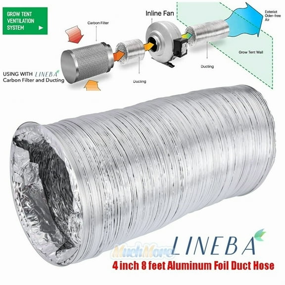 4" 8 Feet Non-Insulated Flexible Aluminum Air Ventilation Ducting Vent Hose Hvac