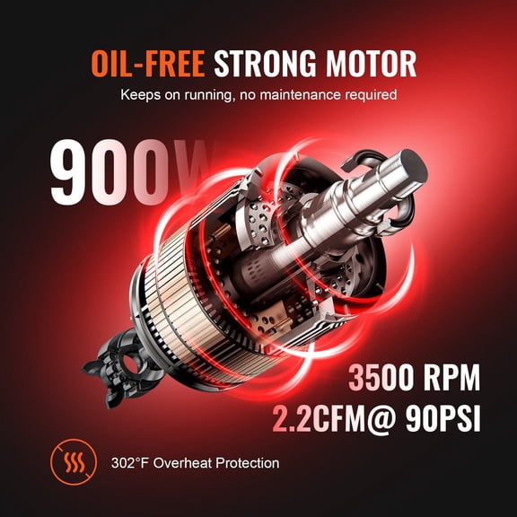 4.8 Gallon Air Compressor,1.2HP 2.2 CFM@90PSI Oil Free Air Compressor Tank&Max. 116PSI Pressure,70 dB Ultra Quiet Compressor for Auto Repair,Tire Inflation,Spray Painting,Woodwork Nailing