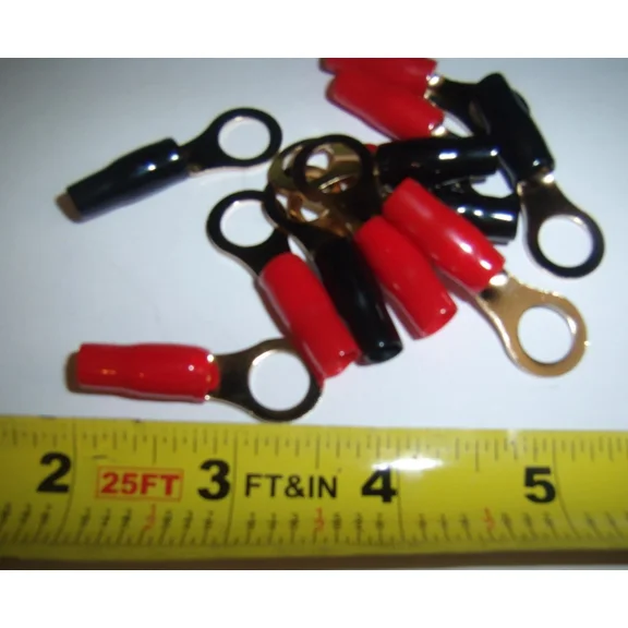 (4) 8 Gauge Awg 3/8" Connectors Car Audio Power Wire Ring Terminal Gold Amp New