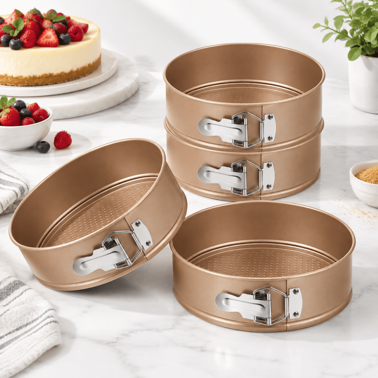4 8 Inch Nonstick Springform Cheesecake Pan With Removable Bottom ...