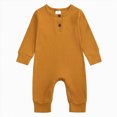 thumbnail image 1 of 4-8 Months Newborn Preemie Pajamas Rompers And Home Unisex InfantLong Sleeve Romper Cotton Solid Bodysuit Jumpsuit Baby Outfits Yellow Bodysuit Baby Gift, 1 of 9