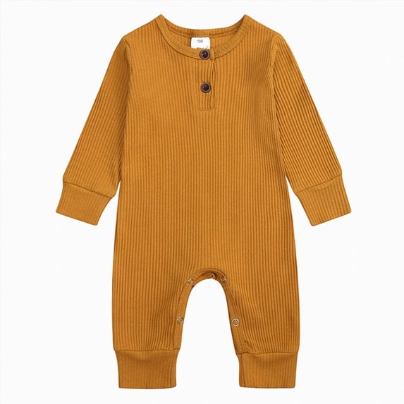 4-8 Months Newborn Preemie Pajamas Rompers And Home Unisex InfantLong Sleeve Romper Cotton Solid Bodysuit Jumpsuit Baby Outfits Yellow Bodysuit Baby Gift