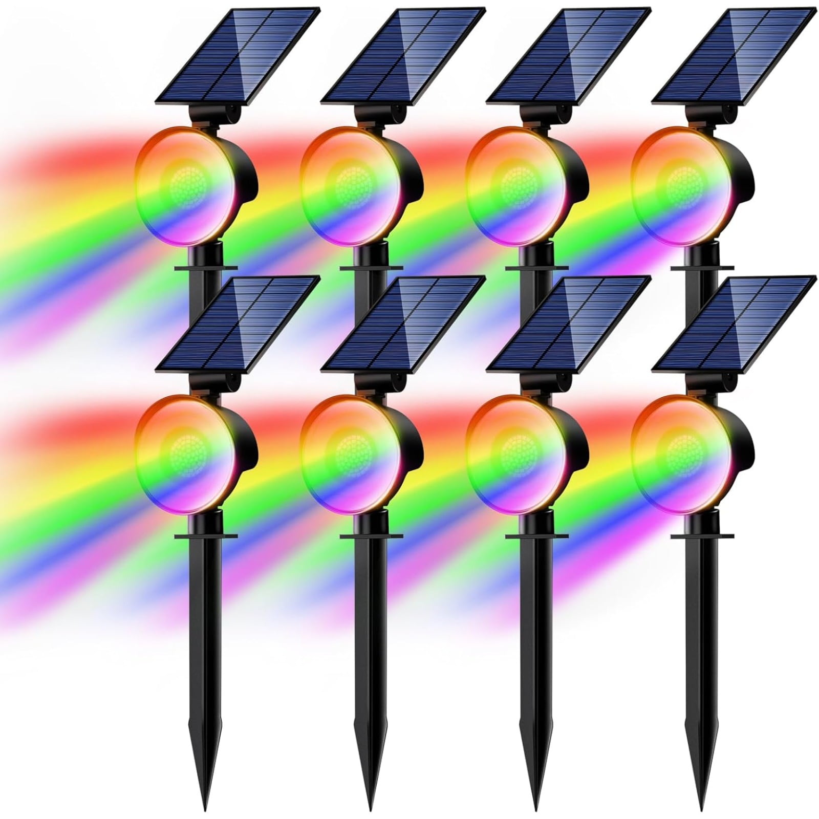 4/8 Pack Solar Spot Lights, Outdoor Waterproof - RGB Color Changing Landscape Lighting for Yard, Pathway, Wall | Auto on/Off, Solar Powered