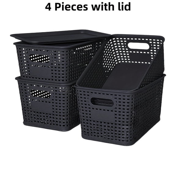 4/8 Pack Stackable Plastic Storage Bins With Lids, 10"x7"x4" Space Saving Closet Desk Dorm Playroom Office Organizer Containers Bonus File Organizer BagPerfect Easter Mother’s Day Housewarming Gift