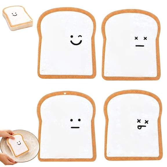 4/8 Pcs Bread Sponges, Toast Shaped Pop-Up Compostable Sponges, Plant-Based Cellulose, Reusable Non-Scratch Dish Scrubber