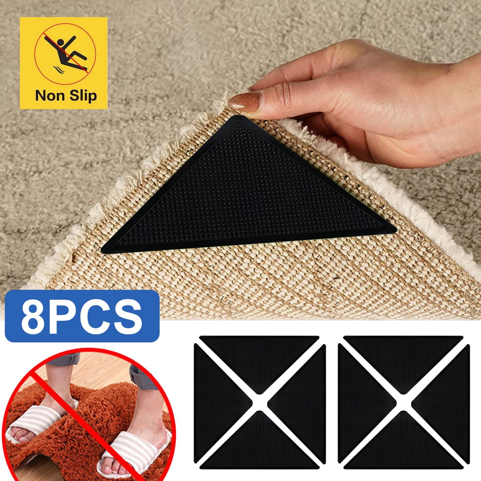 4Pcs Rug Grippers Non-Slip Rug Pads for Area Rugs Reusable Rug Grippers  bakjU
