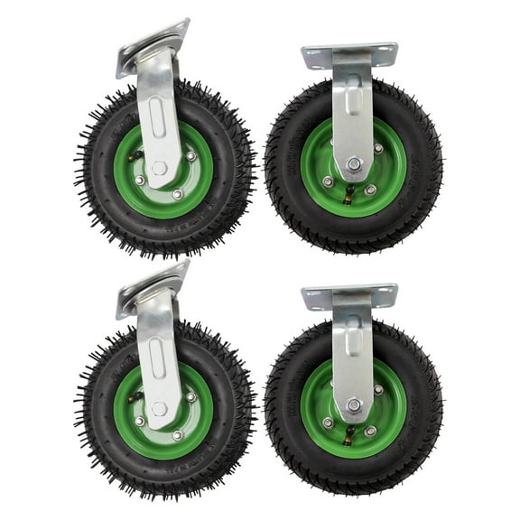 4* 8" Pneumatic Air Tire Wheel 2 Rigid & 2 Swivel HD Farm Cart Caster Durable