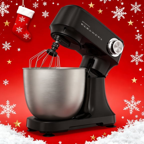 4.8 Qt Electric Stand Mixer with 12 Speed Settings, Lightweight And Portable Kitchen Mixer for Everyday Use, Includes Egg Whisk, Dough Hook, And Flat Beater
