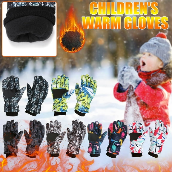 4-8 Years Winter Snow Ski Windproof Mittens - Warm Insulated Outdoor Sports Gloves for Boys & Girls, Water-Resistant Design, Perfect for Skiing, Snowboarding, Sledding & Cold Weather Activities, C