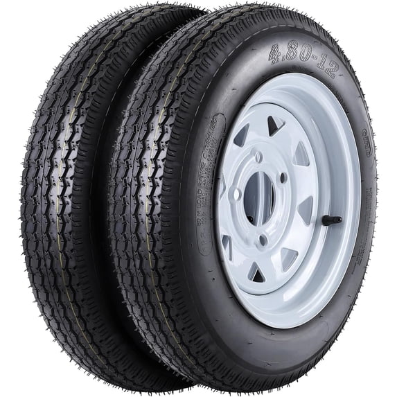 4.80-12 4.80x12 480-12 4.80-12 Tires with 12" Rims,2 Pack 4.80 12 Tires 4 Lug on 4", Load Range C 6PR, Muti Function Lawn Mower Tire & Tractor Turf Tire & Boat Tire