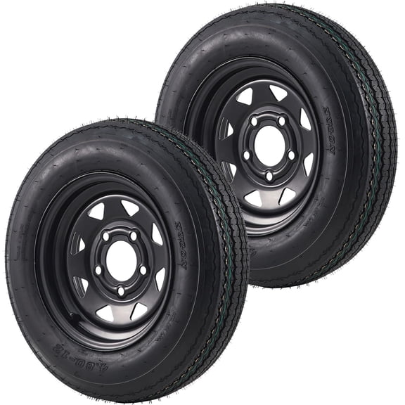 4.80-12 Trailer Tires with 12-Inch Rims 5 Lug on 4.5 in, Load Range C, 6PR, Set of 2