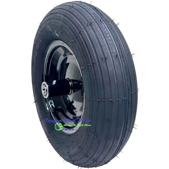 4.80/4.00-8 Pneumatic Wheelbarrow Wheel. Centered Hub and Choice of Bore Size (3/4 Bearings, 4" Centered Hub)