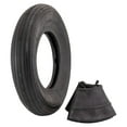 thumbnail image 1 of 4.80/4.00-8" Ribbed Tread Replacement Pneumatic (Air-Filled) Tire and Inner Tube Set, Fits 8-Inch Wheel/Rim, Wheelbarrow/Garden Cart/Lawn & Garden Use, Straight Stem 1-(Pack) Tire and Tube, 1 of 4