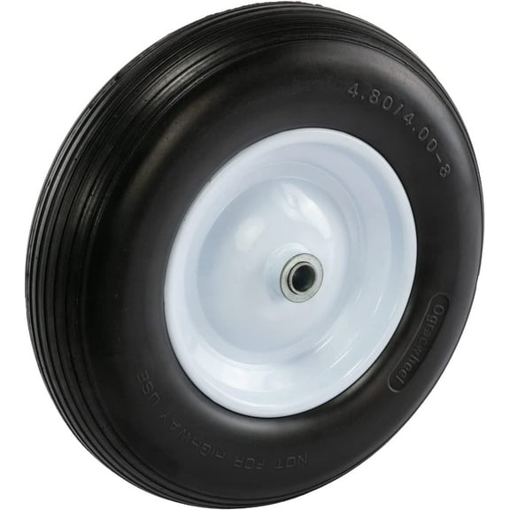 4.80/4.00-8 Tire and Wheel 1 inch Axle, 3" Hub Flat Free 16 inch Solid Tire Replacement Wheelbarrow Wheel 4.80-8 for Log Splitter Wheel Barrel Yard Cart Garden Wagon