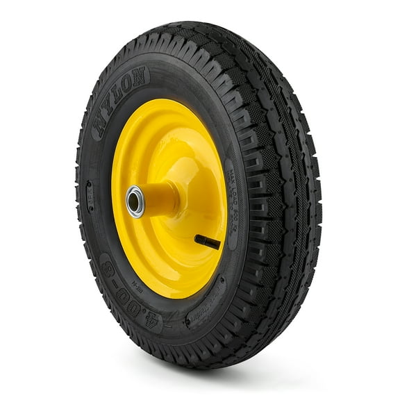 4.80/4.00-8" Tire and Wheel, 16" Pneumatic Tire Wheels with 5/8" Bearings (Extra 3/4" Bushing) and 3" Centered Hub, for Wheelbarrow, Hand Truck, Garden Carts, Yard Wagon Dump Cart