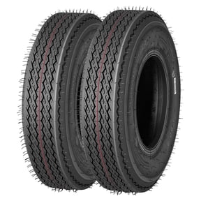 4.80-8 Trailer Tire Set of 2: Heavy-Duty 6-Ply Load Range C Radial Tires | All-Weather Traction & Fuel-Efficient Design for Campers, Horse, Cargo & Utility Trailers