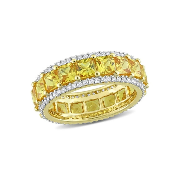4.80 Carat (Ctw) Yellow Sapphire Ring Band with Diamonds in 14K Yellow Gold for Women