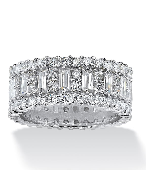 4.80 TCW Baguette CZ Eternity Band in Platinum-Plated