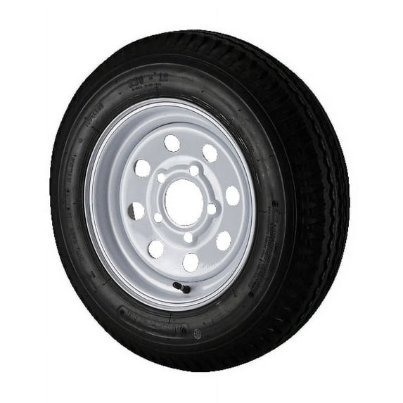 4.80X12 Loadstar Trailer Tire LRC on 5 Bolt White Mod Wheel